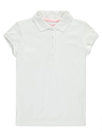 Nautica Big Girls’ School Uniform Knit Polo with Picot Collar - CookiesKids.com