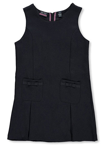 Nautica Little Girls' “Grosgrain Bow Pockets” Jumper (Sizes 4 – 6X) - CookiesKids.com