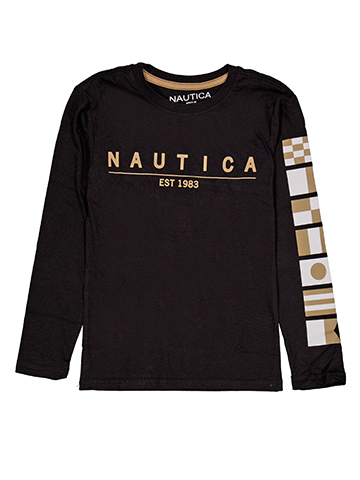 Nautica Boys' Long-Sleeve Naval Flag and Logo Tee - CookiesKids.com