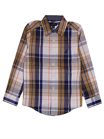 Nautica Boys' Long-Sleeve Plaid Button-Up Shirt - CookiesKids.com