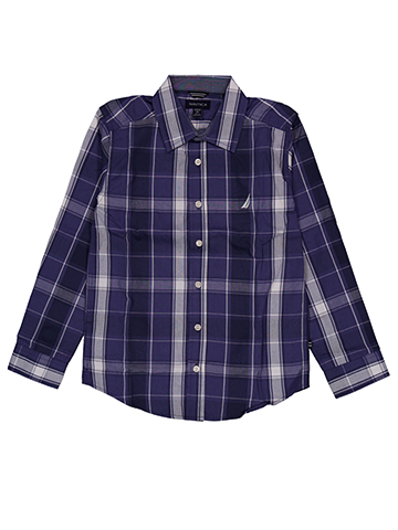 Nautica Boys' Long-Sleeve Plaid Button-Up Shirt - CookiesKids.com