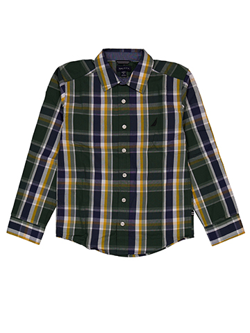 Nautica Boys' Long-Sleeve Plaid Button-Up Shirt - CookiesKids.com