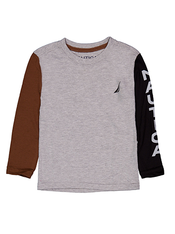 Nautica Boys' Long-Sleeve Colorblock Logo Tee - CookiesKids.com