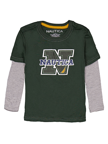 Nautica Boys' Long-Sleeve Layered Graphic Logo Tee - CookiesKids.com