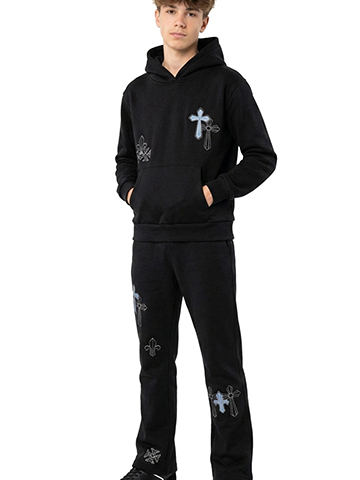Navy Yard Boys' Denim Patch Cross Embroidered Sweatpants - CookiesKids.com