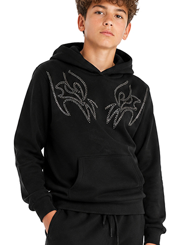 Navy Yard Boys' Rhinestone Flame Embellished Fleece Hoodie - CookiesKids.com