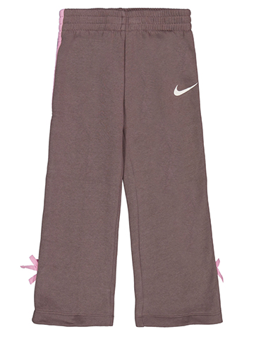 Nike Girls' Juxta-Girl Fleece Wide Leg Stripe Pants with Bow Tie Accents - CookiesKids.com