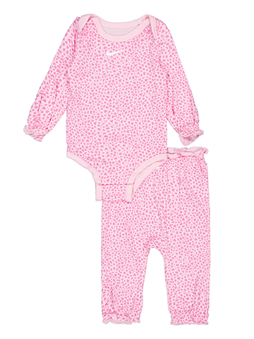 Nike Baby Girls' Pink Leopard Print Bodysuit and Pants Set - CookiesKids.com