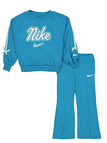 Nike Girls' Juxta-Girl Bow Stripe Sweatshirt and Flare Pants Set - CookiesKids.com