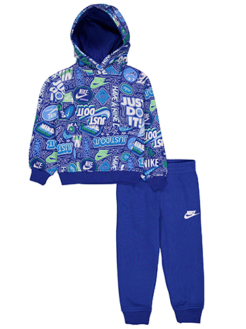 Nike Boys' 2-Piece Pullover Logo Patch Print Fleece Hoodie and Joggers Set - CookiesKids.com