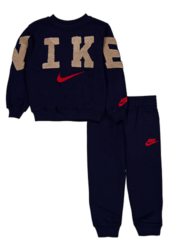 Nike Boys' Pullover Fleece Embroidered Crew Sweatshirt and Joggers Set - CookiesKids.com