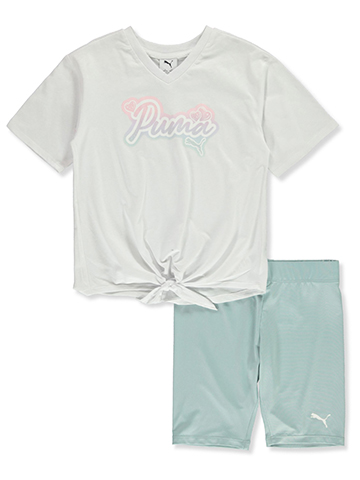 Puma Girls' 2-Piece Bike Shorts Set Outfit - CookiesKids.com