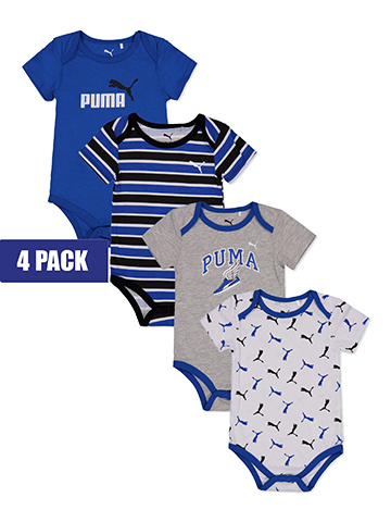 Puma Boys' 4-Pack Short-Sleeve Bodysuits Set - CookiesKids.com