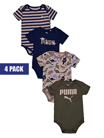 Puma Boys' 4-Pack Short-Sleeve Bodysuits Set - CookiesKids.com