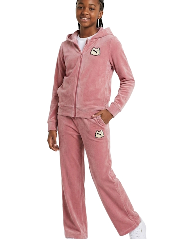 Puma Girls' Classic Zip-Up Hoodie and Wide-Leg Pants Outfit - CookiesKids.com