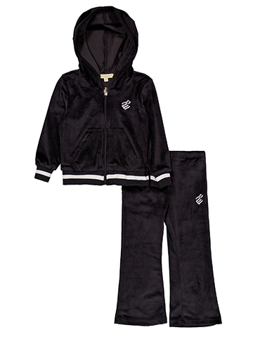 Rocawear Girls' Zip-Up Velour Hoodie and Flare Pants Set - CookiesKids.com