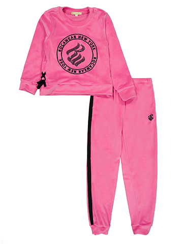 Rocawear Girls' Velour Track Set with Logo Sweatshirt and Joggers - CookiesKids.com