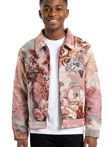 Rebel Minds Boys' Rhinestone Grahpic Tapestry Bomber Jacket - CookiesKids.com