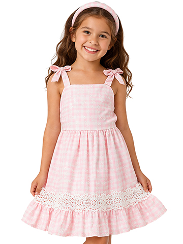 white christmas dresses Elegant Pink Satin Girl Dresses Square Collar For Kids Party Gown J145 Pink / Child-4