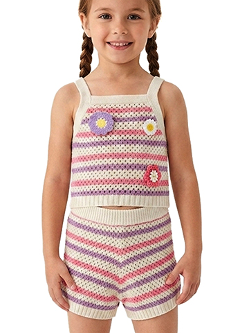 Badgley Mischka Girls' 2-Piece Crochet Shorts Set Outfit - CookiesKids.com