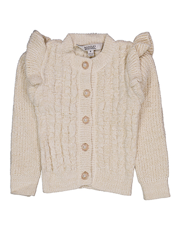 Badgley Mischka Girls' Chenille & Metallic Yarn Cardigan with Pearl Buttons - CookiesKids.com