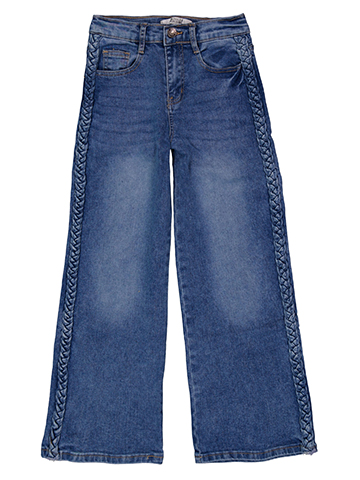 Badgley Mischka Girls' Wide-Leg Jeans with Braided Seam Detail - CookiesKids.com