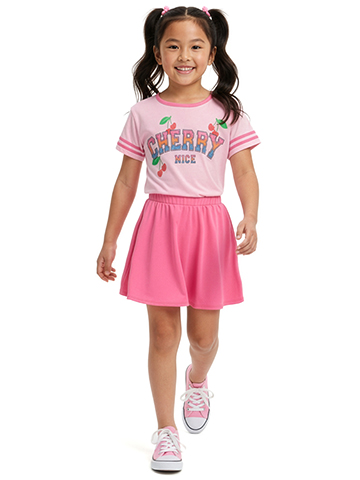 Girlsquad Girls' 2-Piece Cherry Skirt Set Outfit - CookiesKids.com