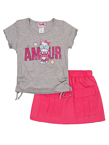 RMLA Girls' Amour Cat Graphic Tee and Skort Set - CookiesKids.com