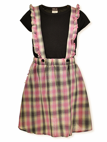 RMLA Girls' Plaid Skirt Set with Suspenders - CookiesKids.com