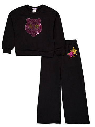 Girlsquad Girls' Sequin Grahpic Sweatshirt and Sweatpants Set - CookiesKids.com