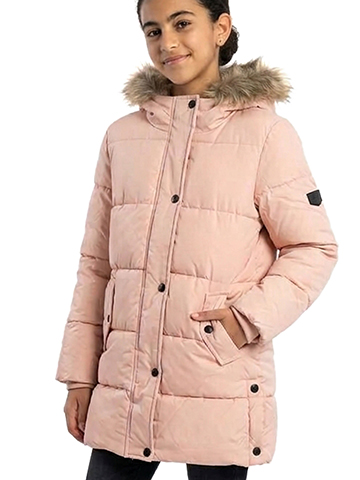Girls' Hooded Puffer Jacket with Faux Fur Trim - CookiesKids.com