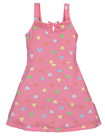 Girls' Pink Angel Bow Print Sleeveless Dress - CookiesKids.com