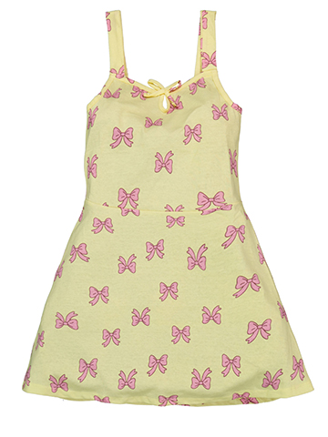 Girls' Pink Angel Bow Print Sleeveless Dress - CookiesKids.com