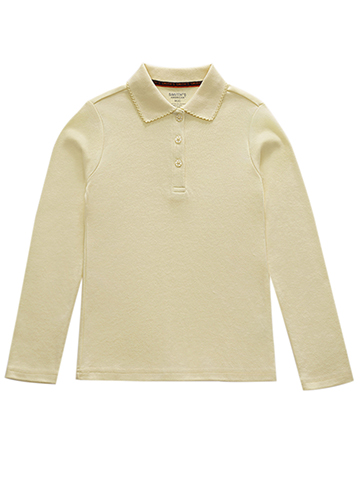 Smith's American Girls' Picot Trim Long-Sleeve Polo Shirt - CookiesKids.com