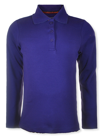 Smith's American Women's Picot Trim Long-Sleeve Polo Shirt - CookiesKids.com