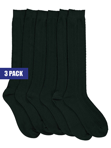 Cookie's “Checker Cable” 3-Pack Knee-Hi Dress Socks (Sizes 5 – 11) - CookiesKids.com