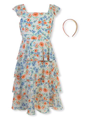 Speechless Girls' 2-Piece Dress Headband Set Outfit - CookiesKids.com