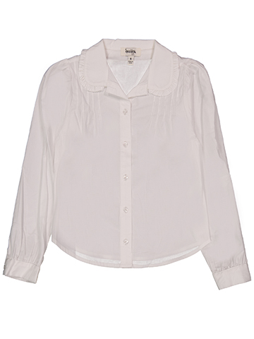 Girls' Ruched Collar Button-Front Blouse - CookiesKids.com