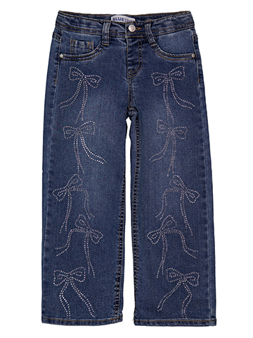 Blue Spice Girls' Wide-Leg Rhinestone Bow Jeans - CookiesKids.com