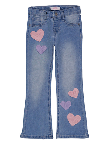 Squeeze Girls' Flare Jeans with Heart Appliqués - CookiesKids.com