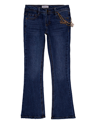 Blue Spice Girls' Flared Denim Jeans with Butterfly Chain Detail - CookiesKids.com