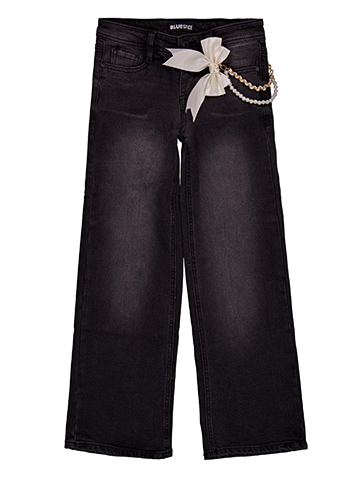 Blue Spice Girls' Wide Leg Blue Spice Jeans with Bow and Chain Details - CookiesKids.com