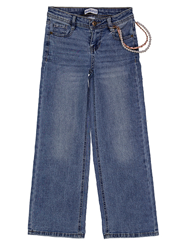 Blue Spice Girls' Wide-Leg Jeans with Beaded Chain Detail - CookiesKids.com
