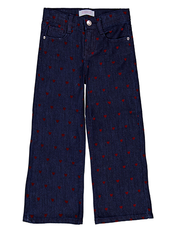 Squeeze Girls' Wide-Leg Jeans with All-Over Heart Flocking - CookiesKids.com
