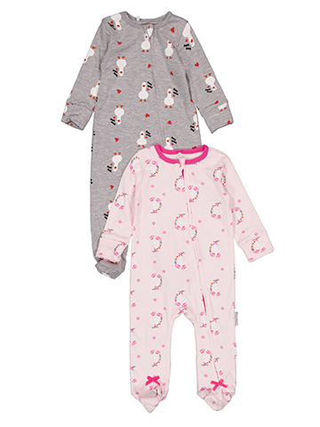 Quiltex Baby Girls' Full Zip Footed Sleep Coveralls Set, 2-Pack - CookiesKids.com