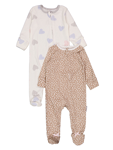 Quiltex Baby Girls' Zip-Up Two-Piece Footed Coveralls Set - CookiesKids.com