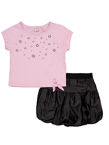 Girls' Embellished Tee and Bubble Skirt Set - CookiesKids.com