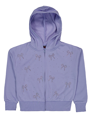Star Ride Girls' Rhinestone Bow Embellished Zip Hoodie - CookiesKids.com