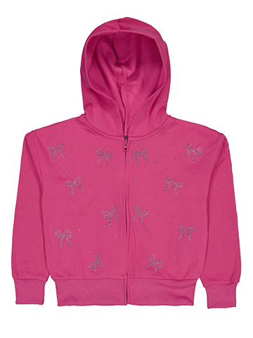 Star Ride Girls' Rhinestone Bow Embellished Zip Hoodie - CookiesKids.com