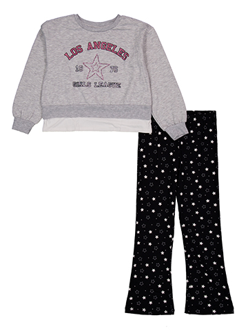 Star Ride Girls' Los Angeles Fleece Sweatshirt and Star Print Pants Set - CookiesKids.com
